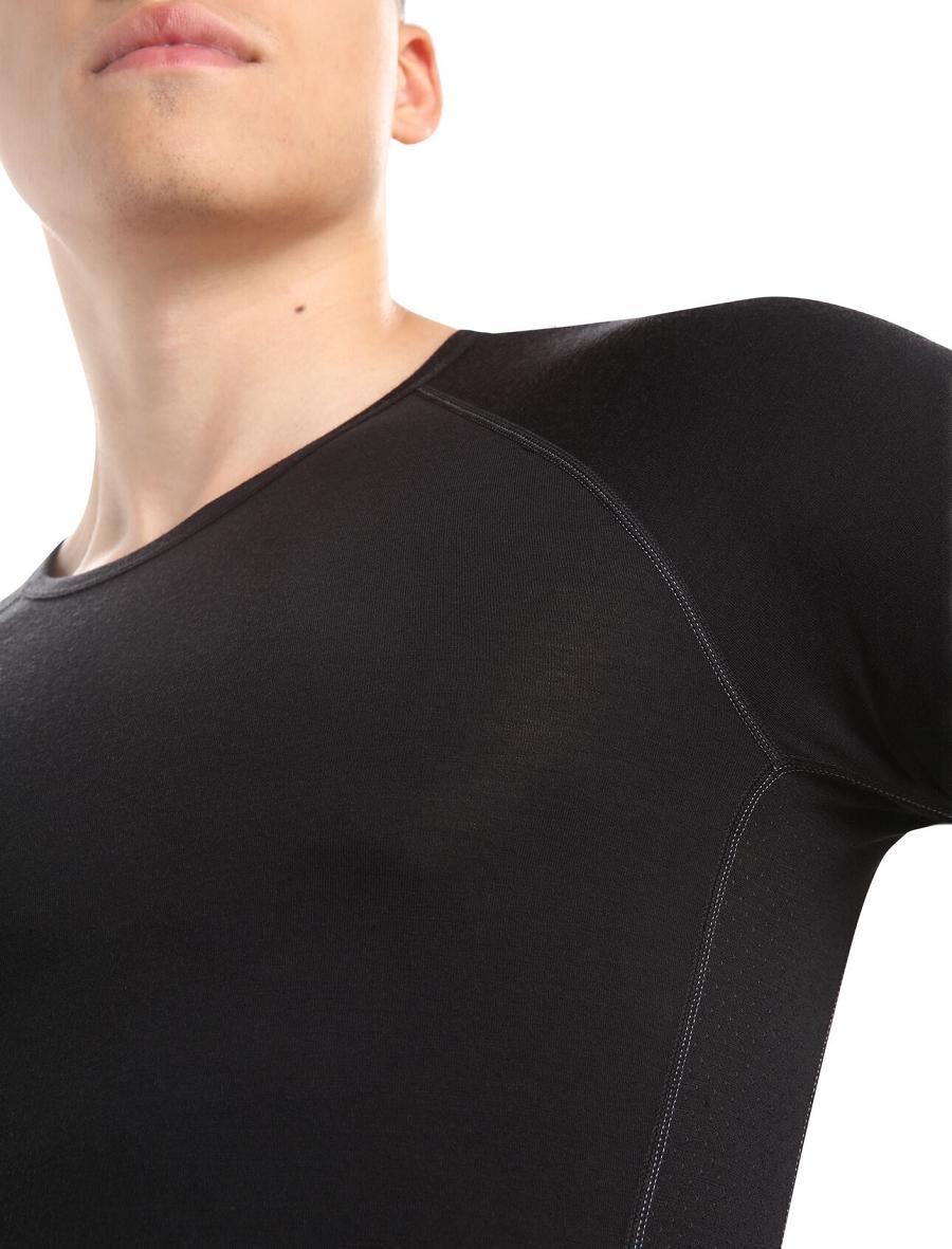 Base Layers Icebreaker BodyfitZone™ Merino 150 Zone Long Sleeve Crewe Thermal Top Męskie Czarne | PL 1584KORI